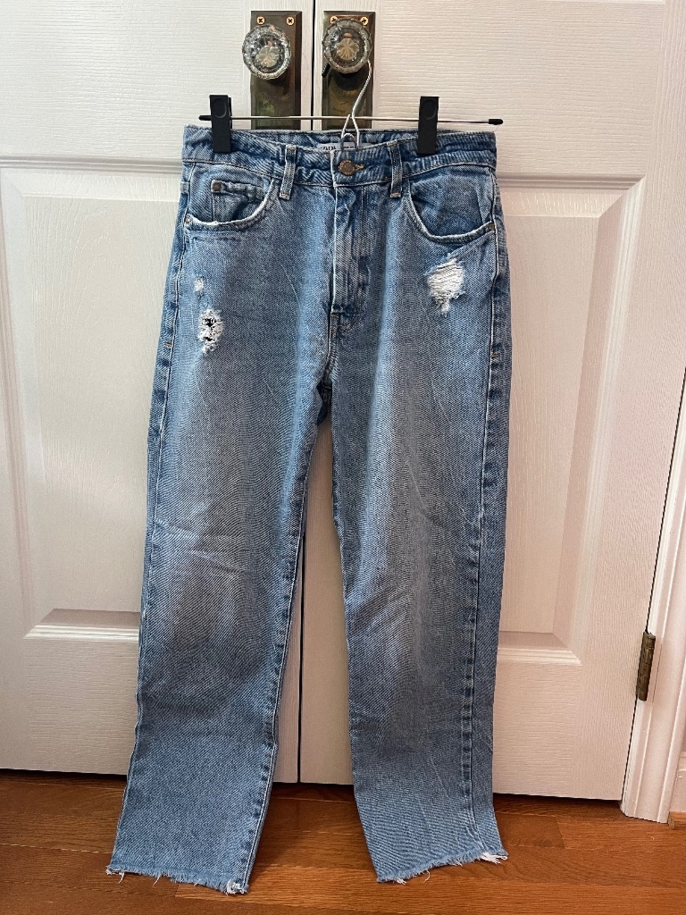 Size 2 Distressed Light Wash Zara High Waisted Jeans